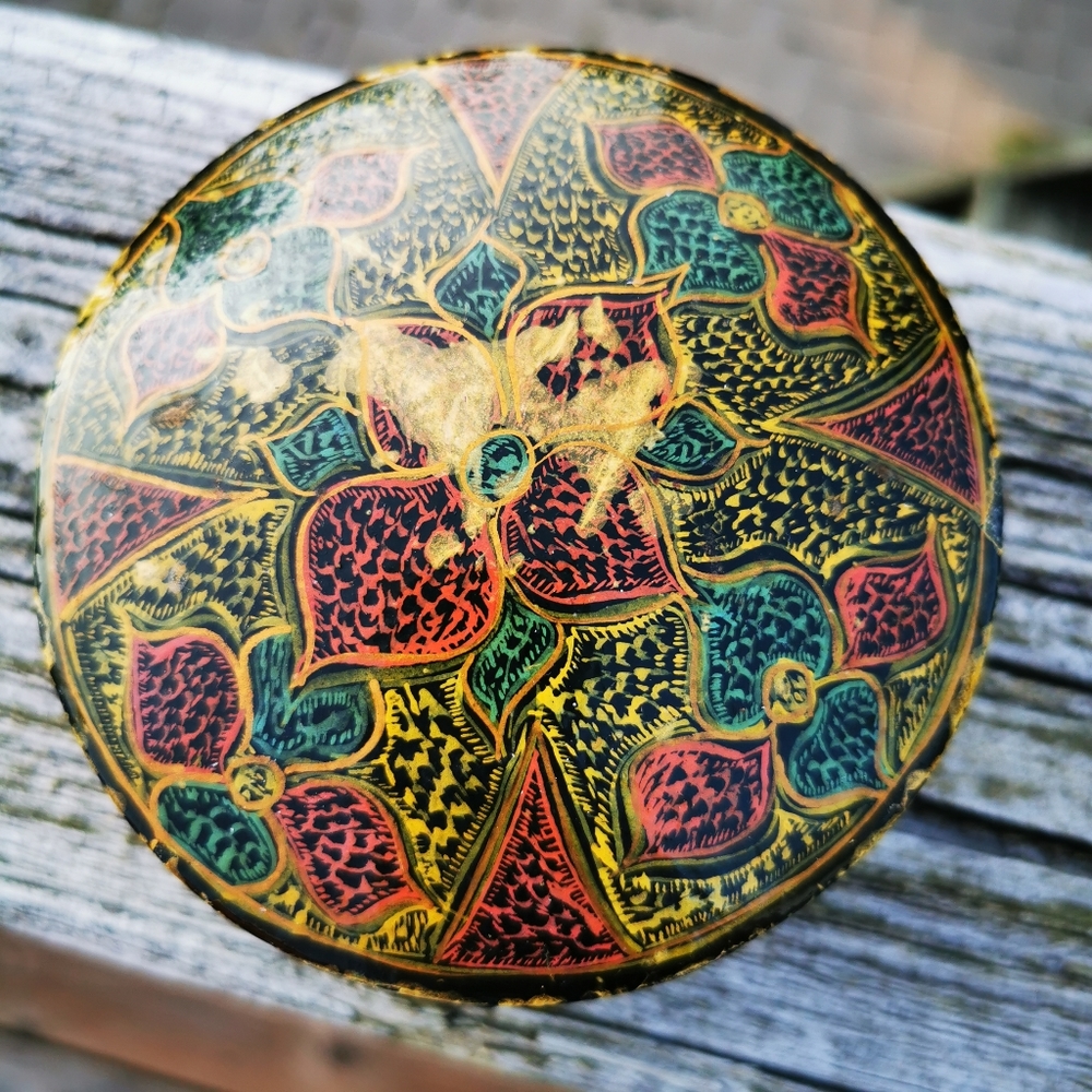 Boho Lacquer Trinket Dish with Drink Coasters